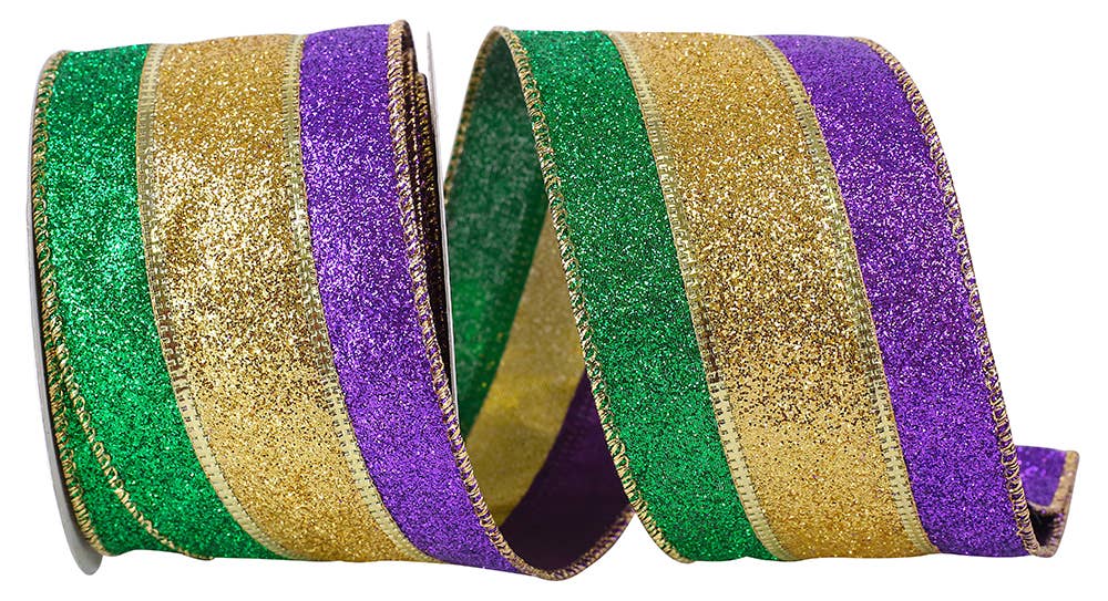 Mardi Gras Glitz Wired Edge, 2-1/2 In, 10 Yards