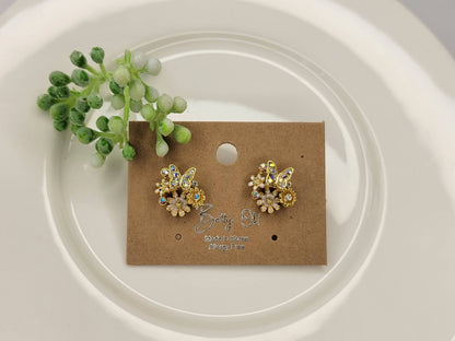 Flowers and Butterfly Stud Earrings