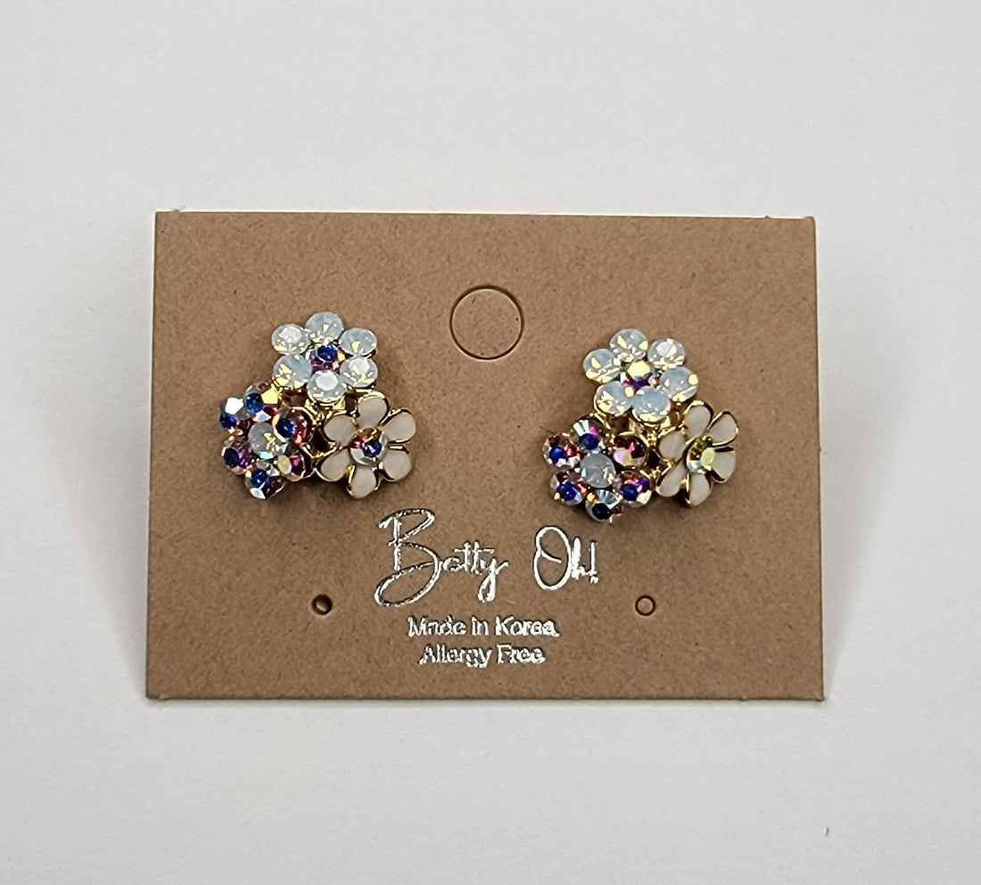 Three Flower-Post Earrings