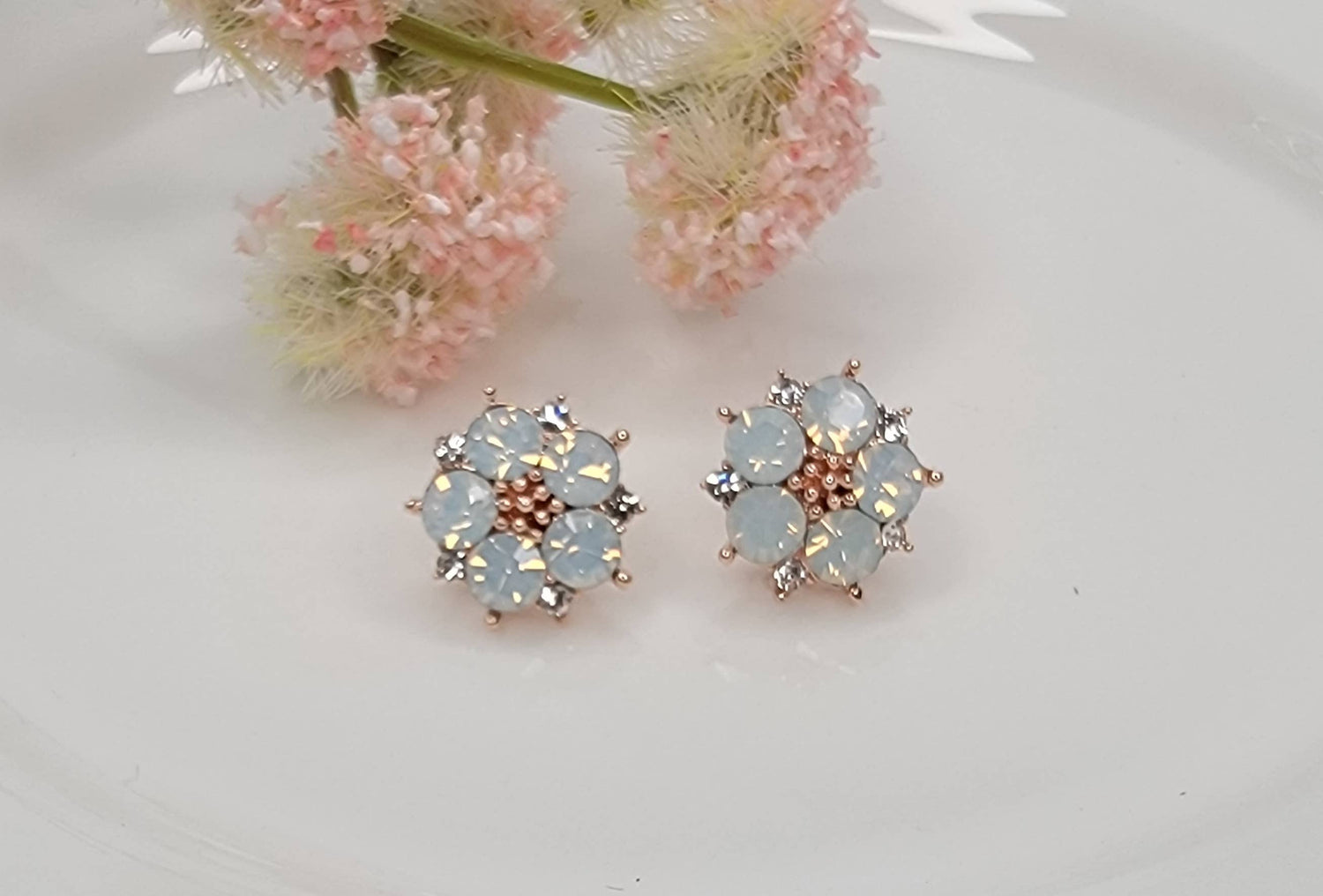 Opal Flower Post Earrings