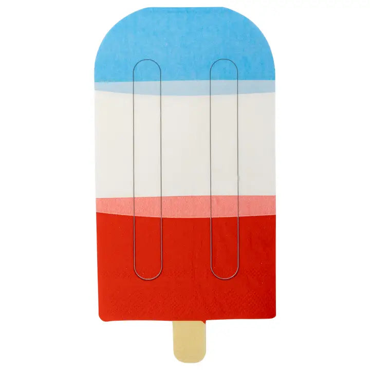 Red White Blue Ice Pop Shaped Paper Guest Napkin