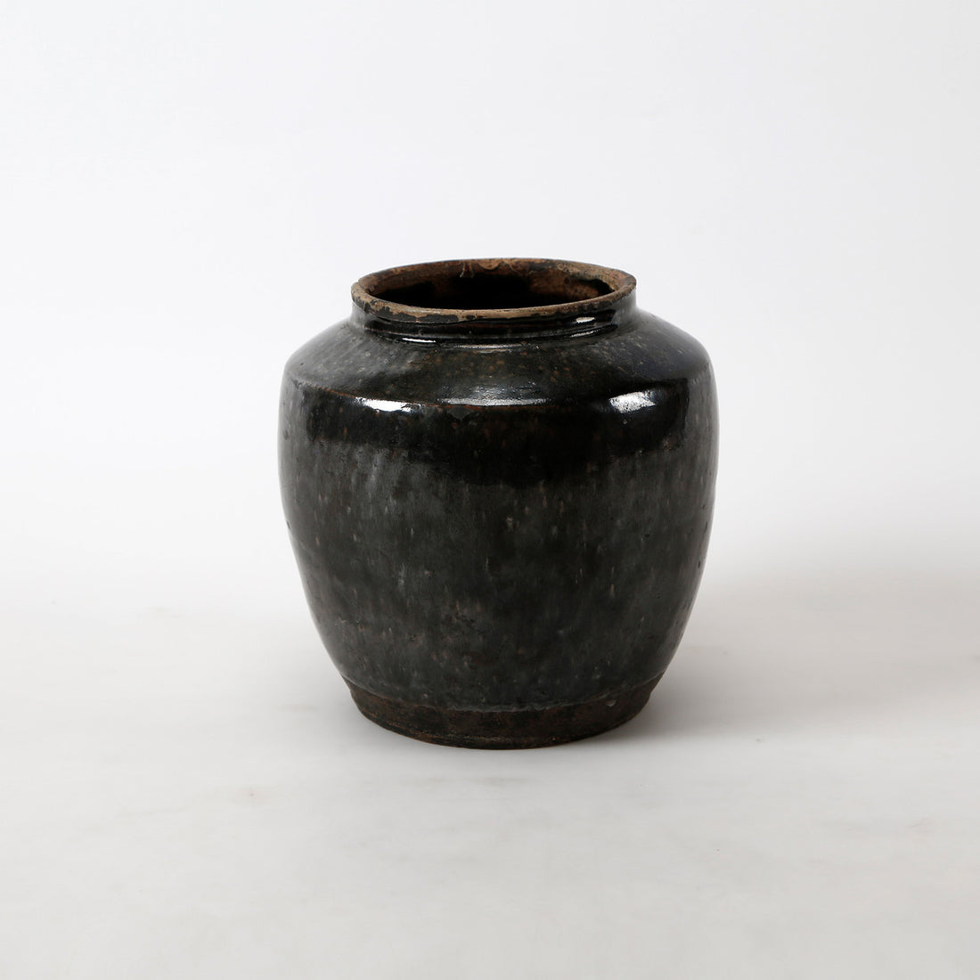 Vintage Oil Pot with Black Glaze