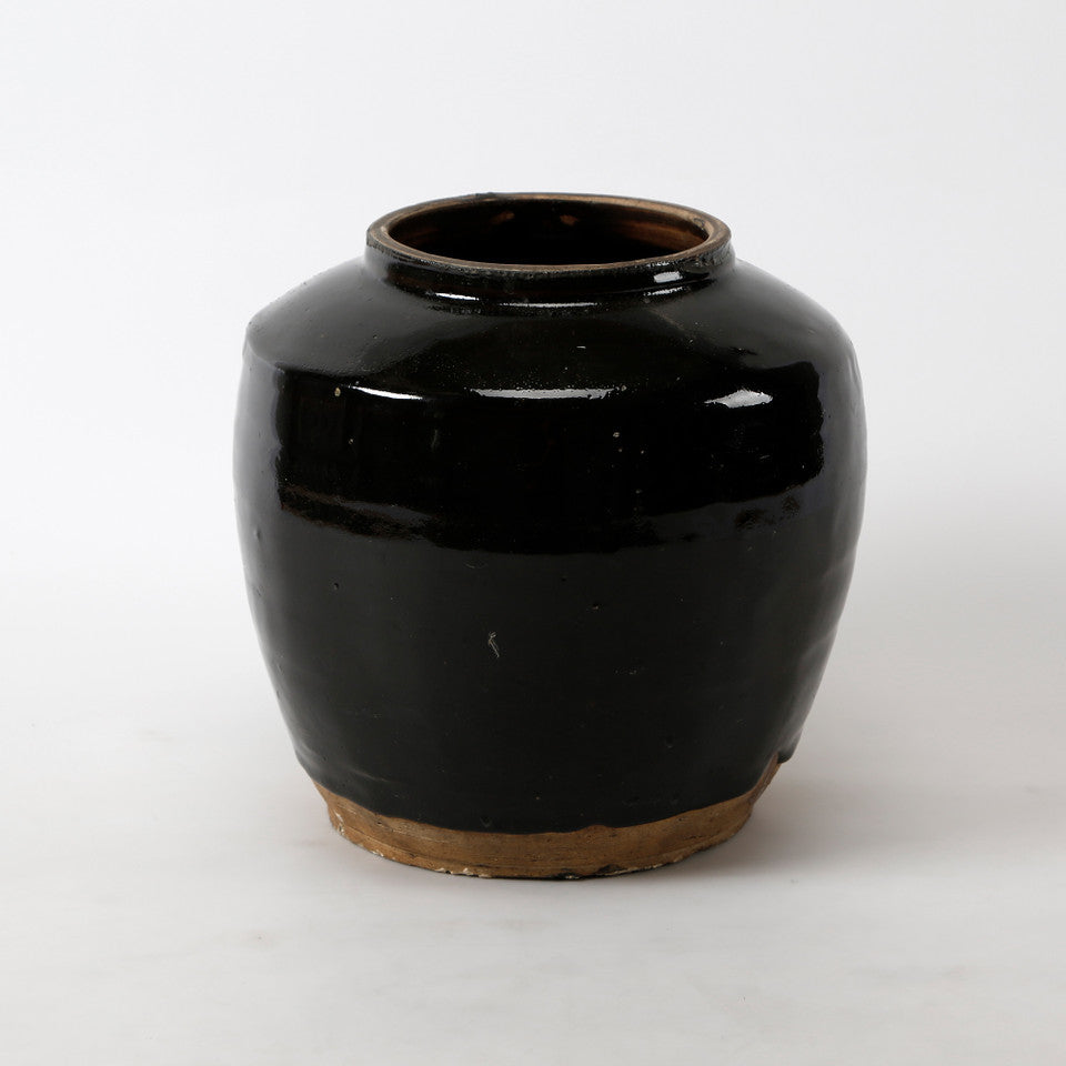 Vintage Oil Pot with Black Glaze