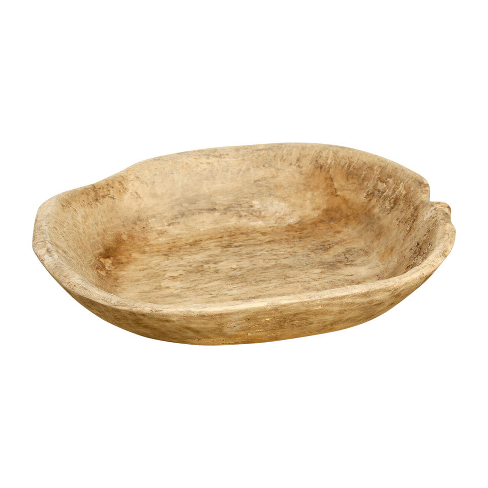 Round Antique Wooden Tray Weathered Natural