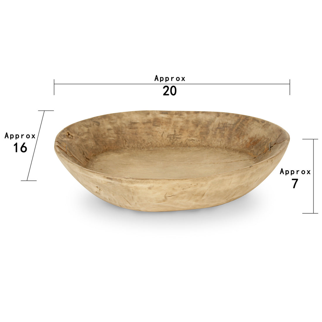 Round Antique Wooden Tray Weathered Natural