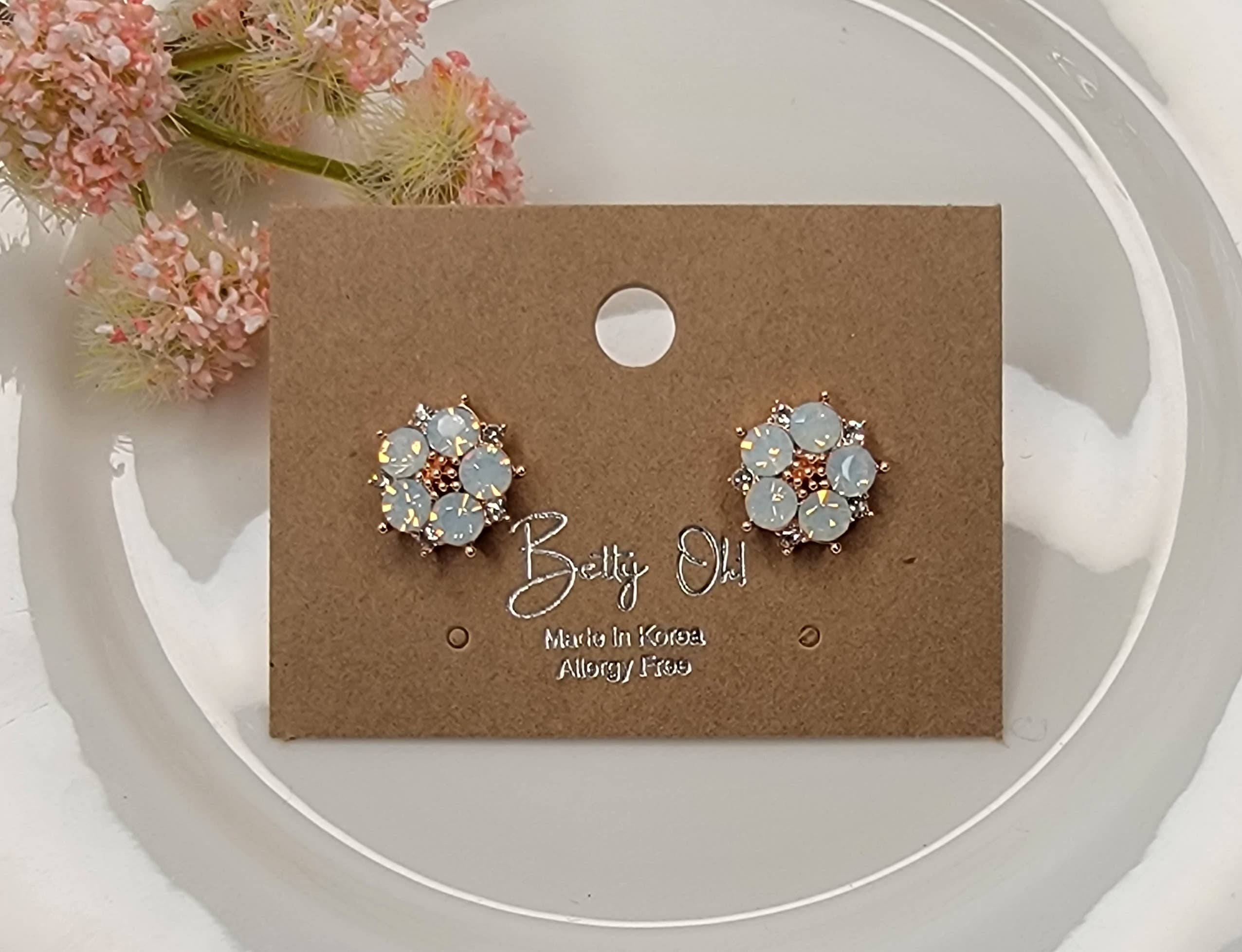 Opal Flower Post Earrings