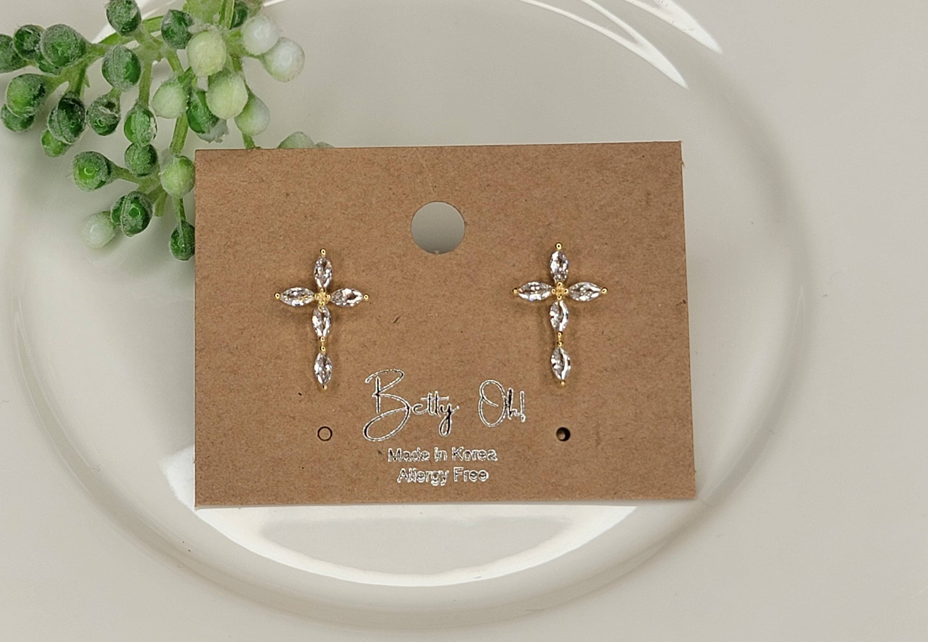 CZ Cross Post Earrings