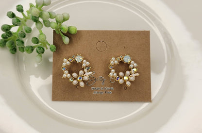 Circle Floral Post Earrings