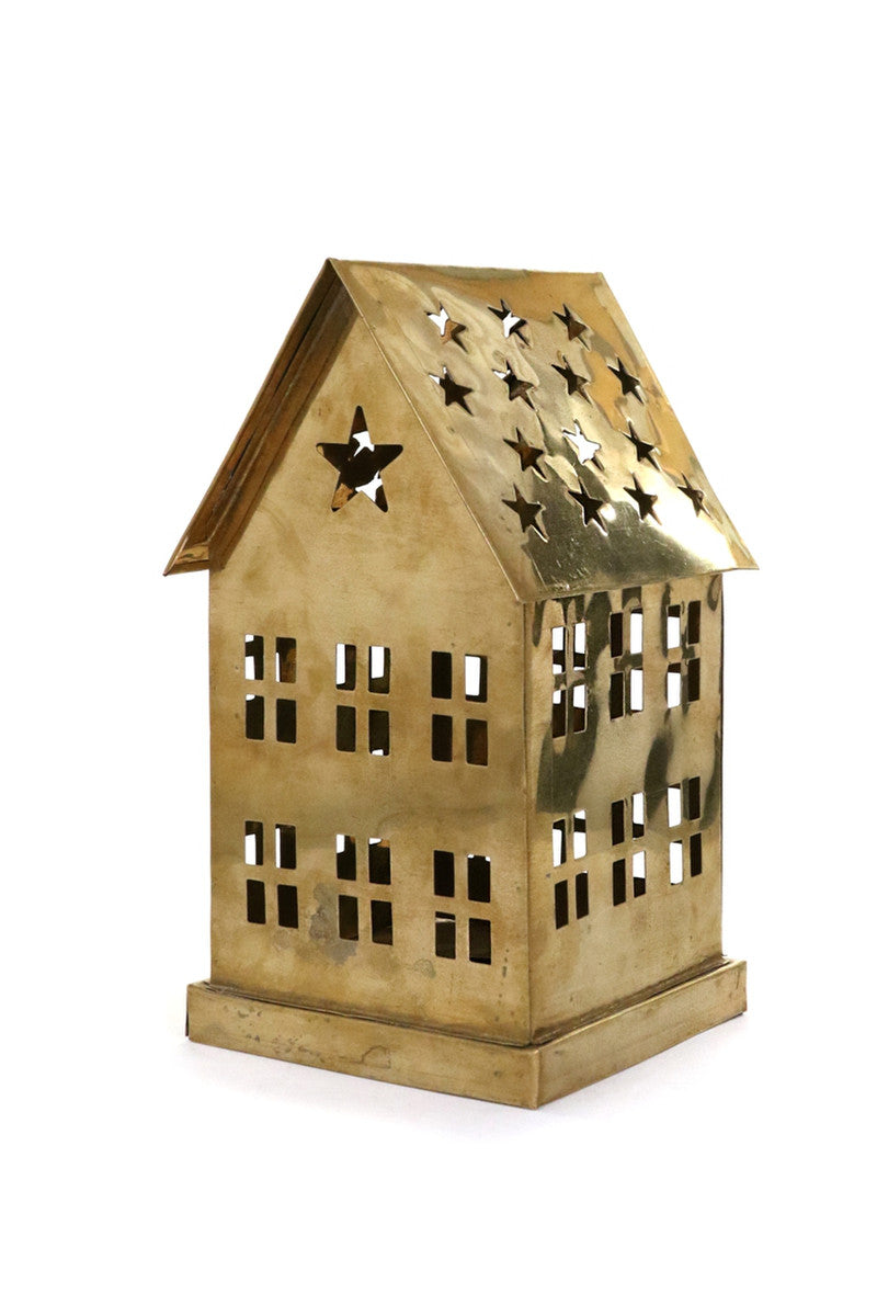 Star Tea Light House- Brass