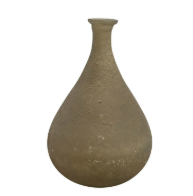 Glass Vase, Sand Blasted Finish, Khaki Color