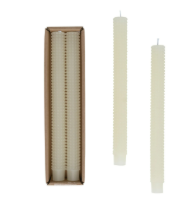 Cream Hobnail Taper Candles- Set of 2