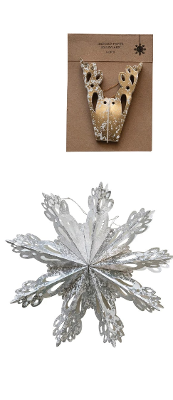 Handmade Recycled Paper Folding Snowflake Ornament