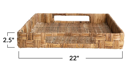 Decorative Hand-Woven Rattan Trays w/ Handles