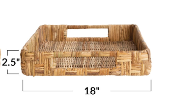 Decorative Hand-Woven Rattan Trays w/ Handles