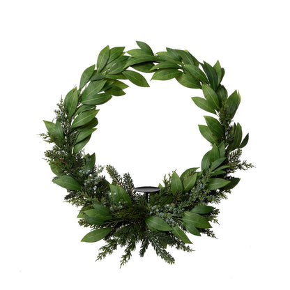 Bayleaf and Juniper Wreath with Candle Plate