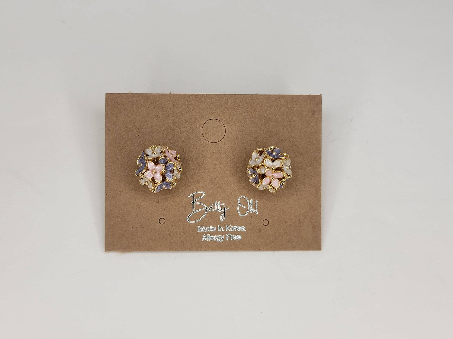 Painted Flower Ball Enamel Post Earring