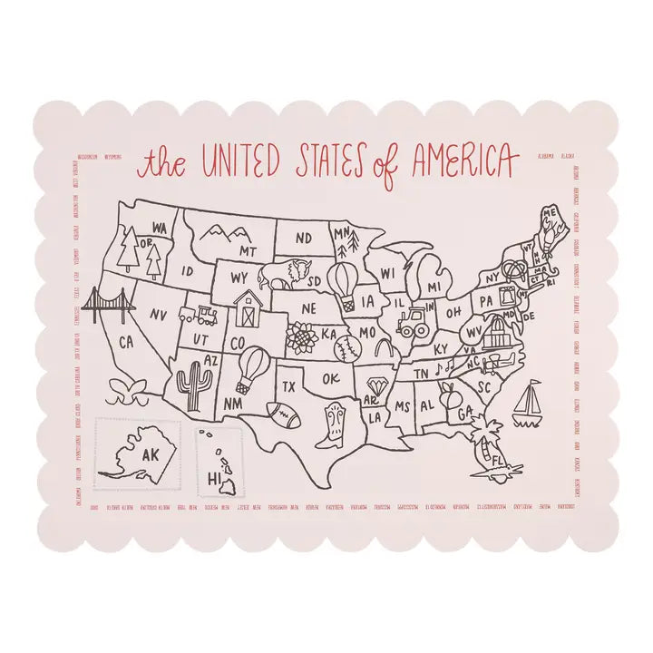 Color the USA Map Paper Placemat