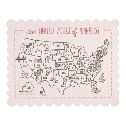 Color the USA Map Paper Placemat