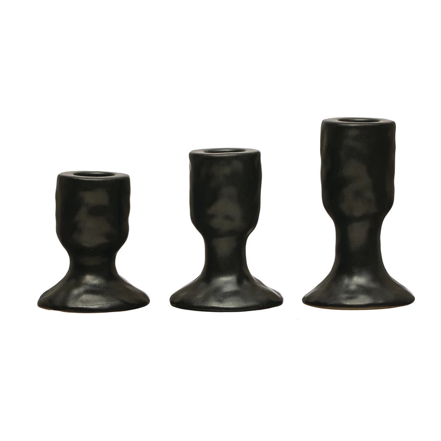 Stoneware Taper Holders, Set of 3