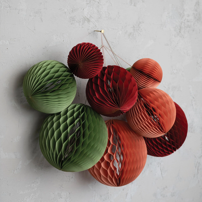 Folding Honeycomb Ball Ornament, Red