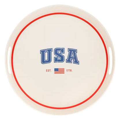 USA Round Reusable Bamboo Serving Tray