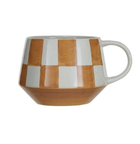 Check Pattern Stoneware Mugs