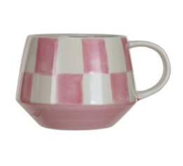 Check Pattern Stoneware Mugs