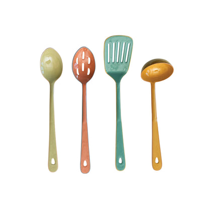 Enameled Stainless Steel Utensils w/ Colored Edge