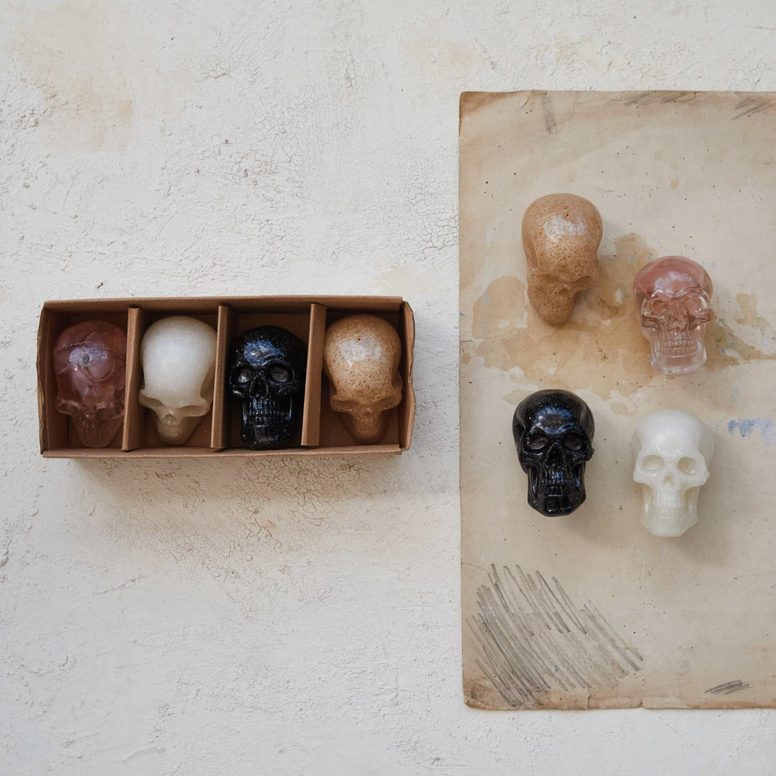 Resin Skulls, set of 4