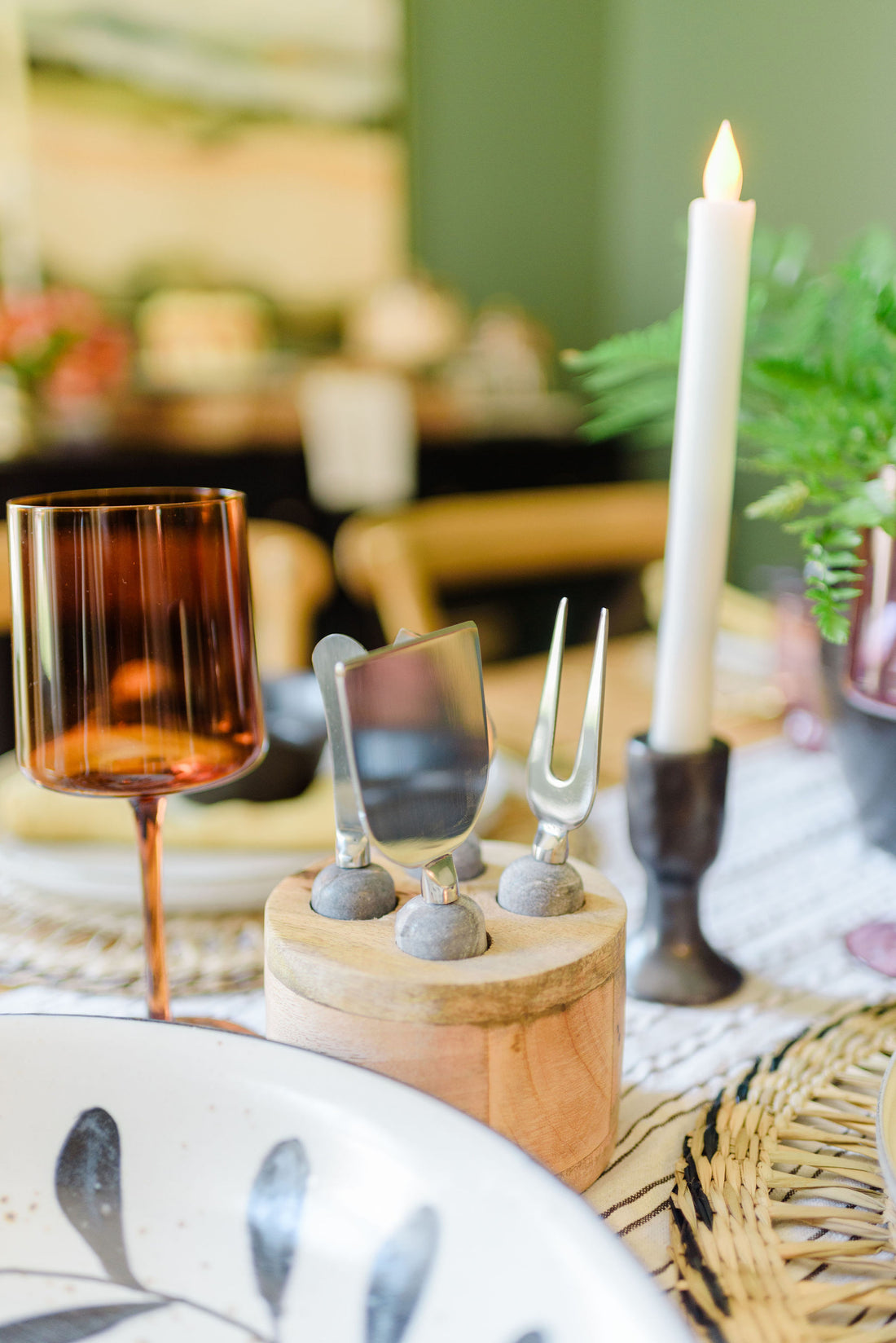 Cheese Servers with Wood Stand