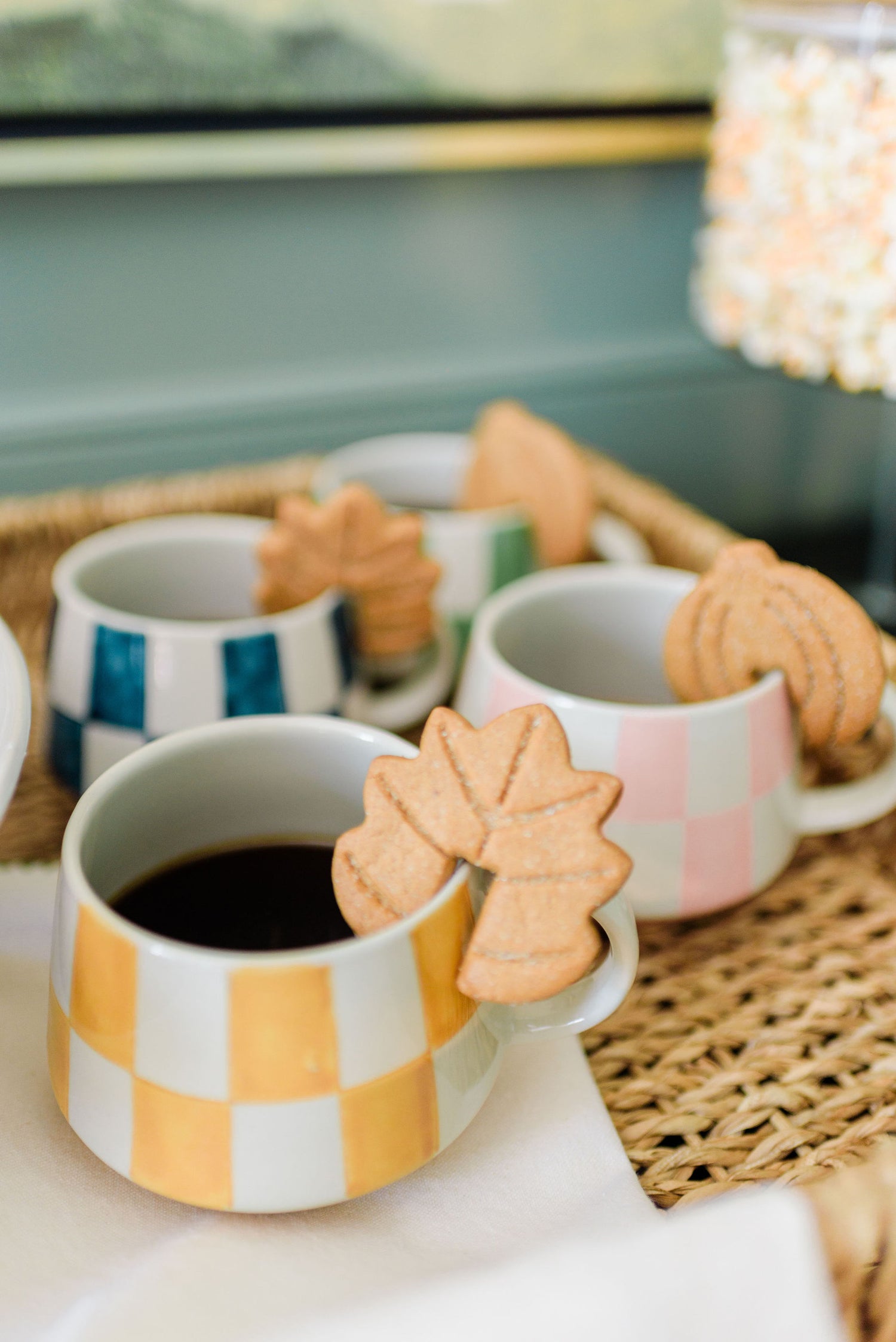 Check Pattern Stoneware Mugs