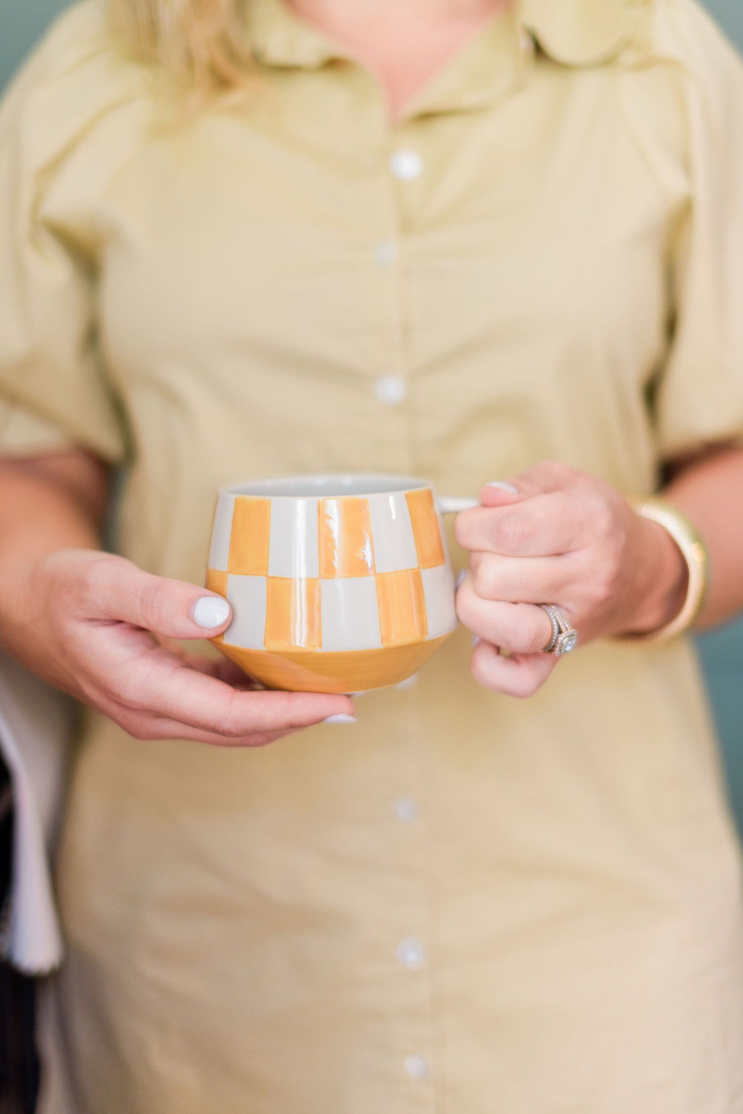 Check Pattern Stoneware Mugs