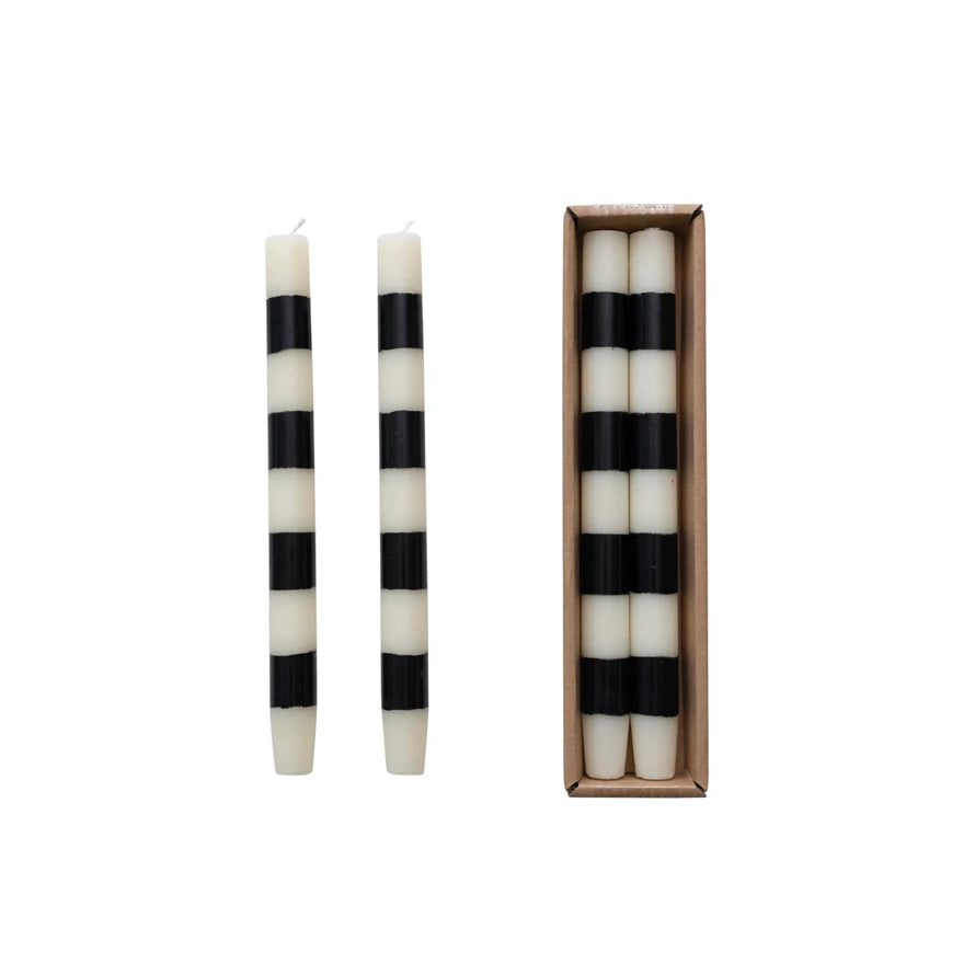 Stripe Taper Candle, set of 2