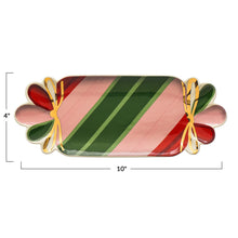 Load image into Gallery viewer, 10&quot;L x 4&quot;W Stoneware Candy Shaped Plate w/ Gold Electroplating, Multi Color
