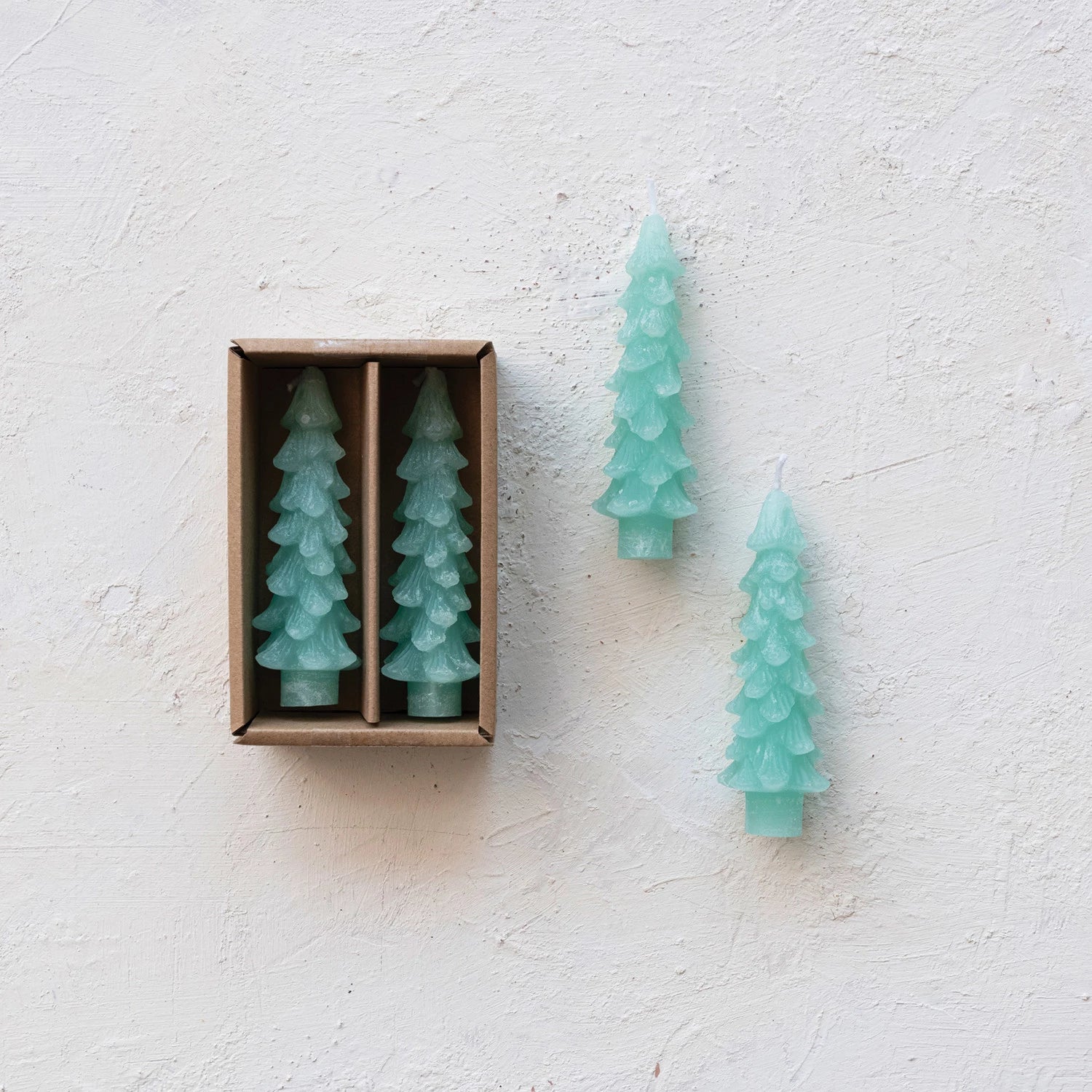 Aqua Tree Shaped Taper Candles