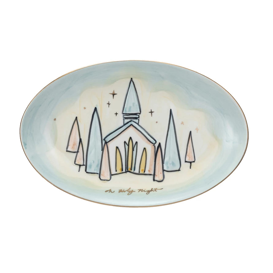 Hand-Painted Church Stoneware Plate