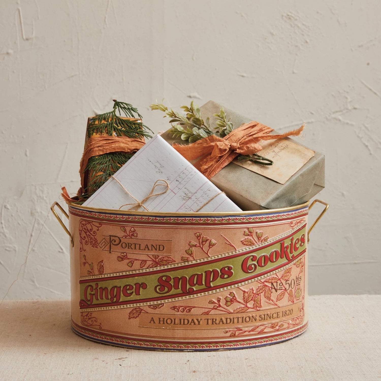 &quot;Ginger Snaps Cookies&quot; Embossed Metal Container