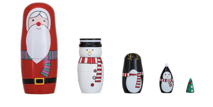 Wood Holiday Icon Nesting Dolls, Set of 5