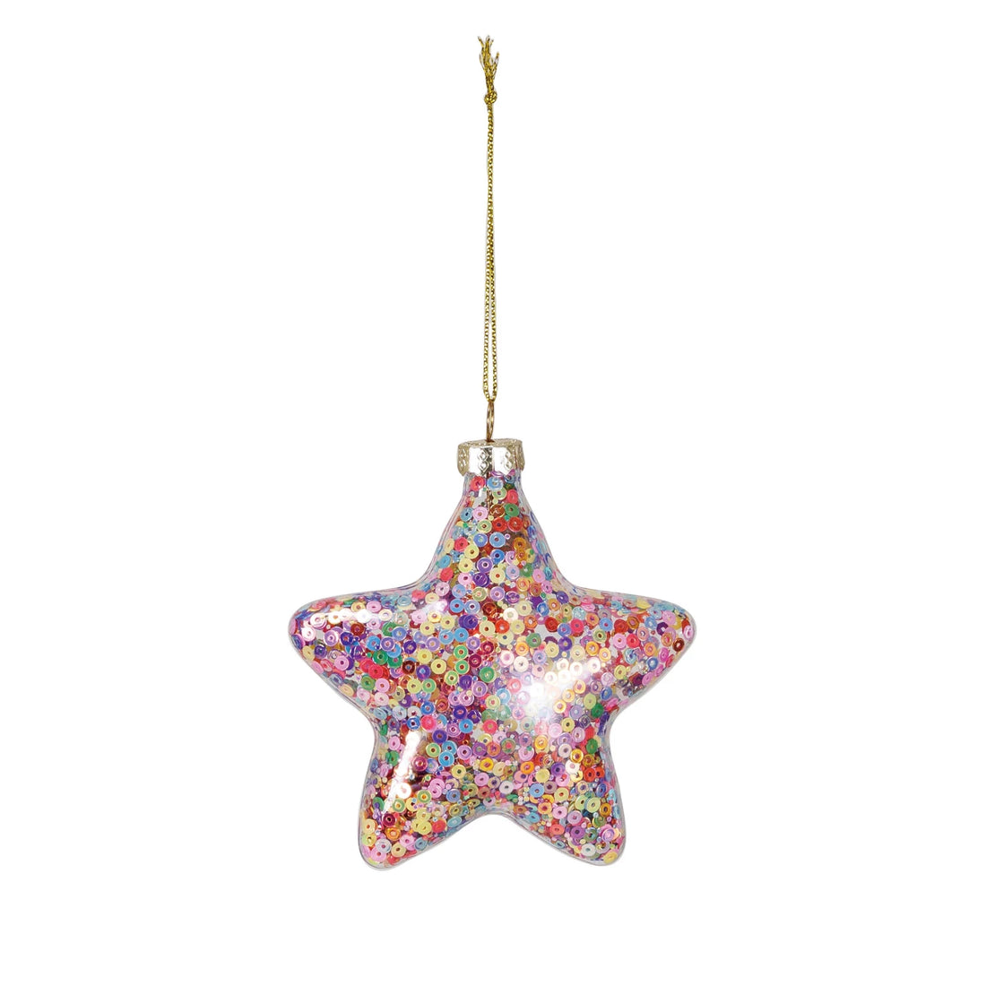 Sequin Filled, Glass Star Ornament