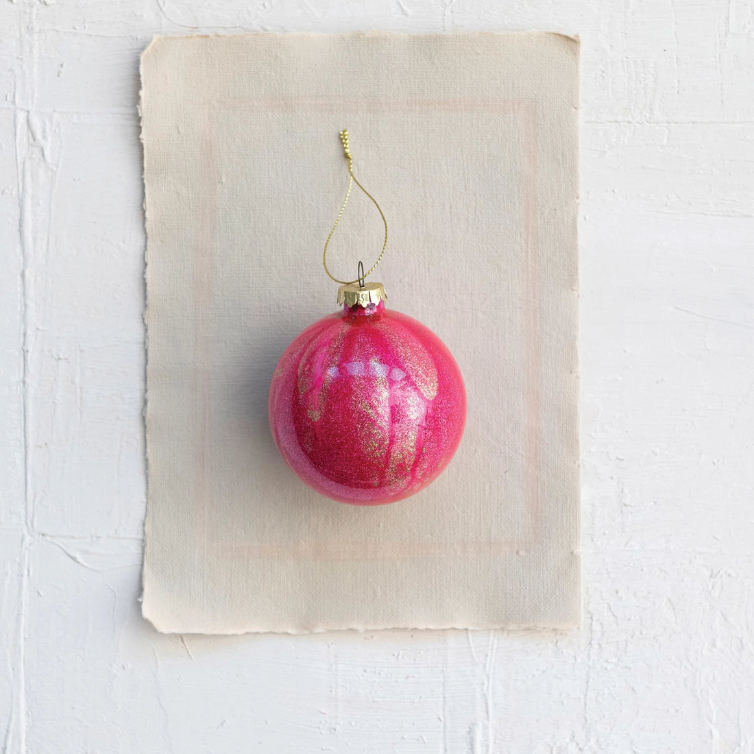 Pink Glitter Glass Ornament